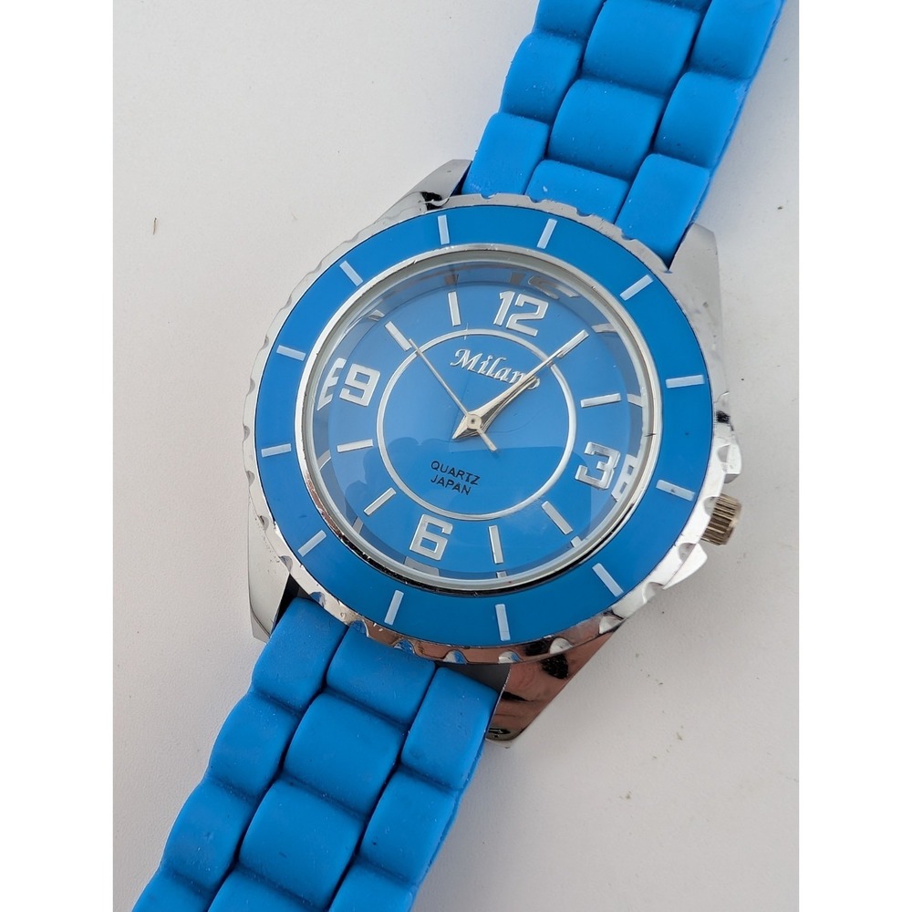 Milano Watch Women 40mm Case Blue Silicone Band- New Battery